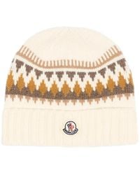 Moncler - Knitted Hat Fair Isle Ivory Wool Cashmere Virgin - Lyst