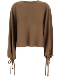 Max Mara - Crewneck Sweater With Ties Virgin Wool Tops - Lyst