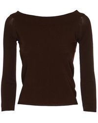 Roberto Collina - Wide Neck Long-Sleeved Plain Sweater - Lyst