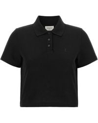 Saint Laurent - 'Cassandre' Crop Polo Shirt - Lyst