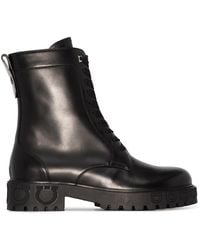 Ferragamo - Gancini-motif Combat Boots - Lyst