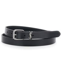 Saint Laurent - Belt Cassandre Plate Leather Calf - Lyst