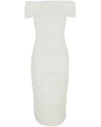 Norma Kamali - Dress With Square Neck And Ruching Polyester - Lyst