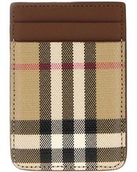 Burberry - Printed Canvas Card Holder Exterior: Cotton Calf Portafogli - Lyst