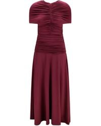 Self-Portrait - Ruched Midi Dress Jersey Viscose; Elastane - Lyst
