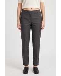 Brunello Cucinelli - Dark Linen Blend Trousers - Lyst