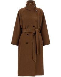 Alberto Biani - Double-Breasted Belted Coat - Lyst