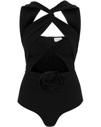 Magda Butrym - Cut-out Bodysuit With Rose Applique - Lyst