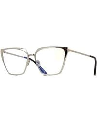 Tom Ford - Eyeglasses Square Full Rim, Shiny Palladium Frame And Clear Light Block Lenses Lens Ft5945-B016 - Lyst