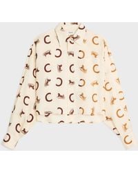 Celine - Chemise Crop En Soie Cream-Tan Shirt - Lyst