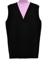 Jil Sander - Contrast Fleece-Inserted Wool Blend Knit Vest - Lyst