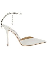 Jimmy Choo - Saeda Pointed And Closed Toe Sandals With Rhinestone Chain - Lyst