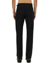 McQueen - Pants With T-Bar Belt Cotton Mix Trousers - Lyst