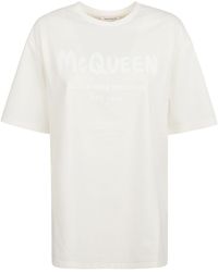 Alexander McQueen - Logo Print Round Neck T-shirt - Lyst