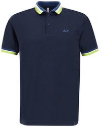 Sun 68 - Collar Multistripes Cotton Polo Shirt - Lyst
