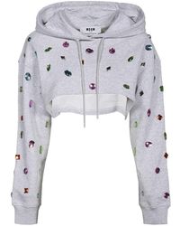 MSGM - Crystal-Embellished Hoodie - Lyst