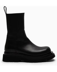 Bottega Veneta - Lug Black Leather Boot - Lyst