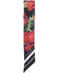 Dolce & Gabbana - Rose-Print Silk Twill 6X100 Bandeau - Lyst