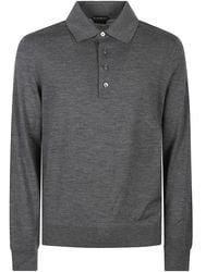 Tom Ford - Long-Sleeved Polo Shirt With Classic Collar And Refined Trim - Lyst