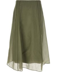 Brunello Cucinelli - Silk Midi Skirt - Lyst