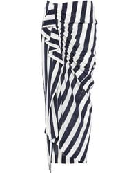 Bondi Born - Orta Silk Striped Ruffled Midi Skirt - Lyst