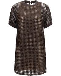 Brunello Cucinelli - Sequin Mesh Mini Dress Silk; Linen - Lyst