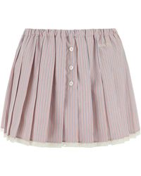 Miu Miu - Embroidered Poplin Mini Skirt - Lyst