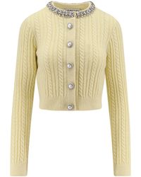 Self-Portrait - Wool Blend Cardigan With Rhinestones - Lyst