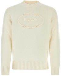 Prada - Ivory Wool Blend Sweater - Lyst