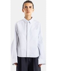 Sacai - Chemise Poplin Shirt Rayée Blanc Cassé - Lyst