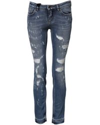 Dolce & Gabbana - Distressed Ripped Denim Jeans - Lyst