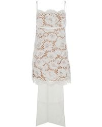 Self-Portrait - Sleeveless Mini Dress With Floral Lace Embroidery And Scallop Hem - Lyst