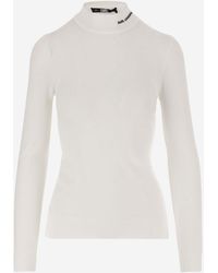 Karl Lagerfeld - Stretch Viscose Pullover With Logo - Lyst