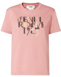 Fendi - T-Shirt Logo Print Cotton T-Shirts - Lyst