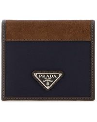 Prada - Two-Tone Fabric And Suede Wallet - Lyst