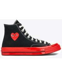 COMME DES GARÇONS PLAY - Ct70 Hi Top Red Sole Black And Red Canvas High Sneakers Cdg Play X Converse - Lyst