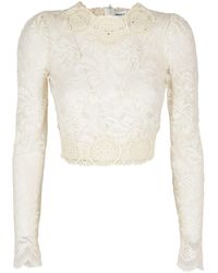 Rabanne - All-over Floral Embroidery Cropped Top - Lyst