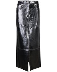 Stand Studio - Long Split Faux Leather Skirt - Lyst