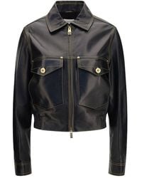 Versace - Nappa Leather Jacket - Lyst