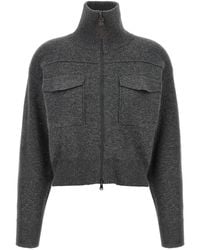 Brunello Cucinelli - Wool Zip-Front Crop Cardigan - Lyst