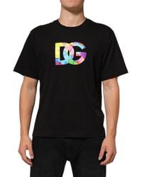 Dolce & Gabbana - Logo Print Cotton Crew Neck T-Shirt - Lyst