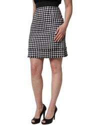 Dolce & Gabbana - Houndstooth Highwaist Mini Skirt And Virgin Wool Nylon - Lyst