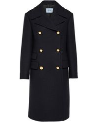 Prada - Double-breasted Wool Coat - Lyst