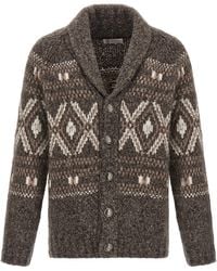 Brunello Cucinelli - 'Geometric Jacquard' Cardigan - Lyst