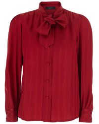 Gucci - Silk Shirt With Bow, Blouses - Lyst