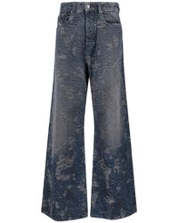 DIESEL - Wide-Leg Jeans With Distressed Texture - Lyst