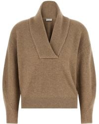 Brunello Cucinelli - Brunello Cucinelli Cashmere Shawl-Collar Sweater - Lyst