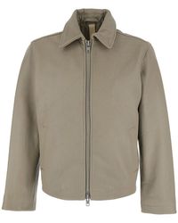 sunflower - Leather Crop Jacket With Classic Collar And Dropped Shoulders For Outerwear - Lyst