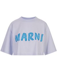 Marni - Light Crop T-Shirt With Brushed Logo - Lyst