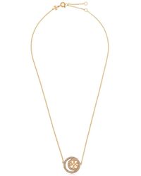 Tory Burch - Miller Double Ring Pendant Embellished Necklace - Lyst